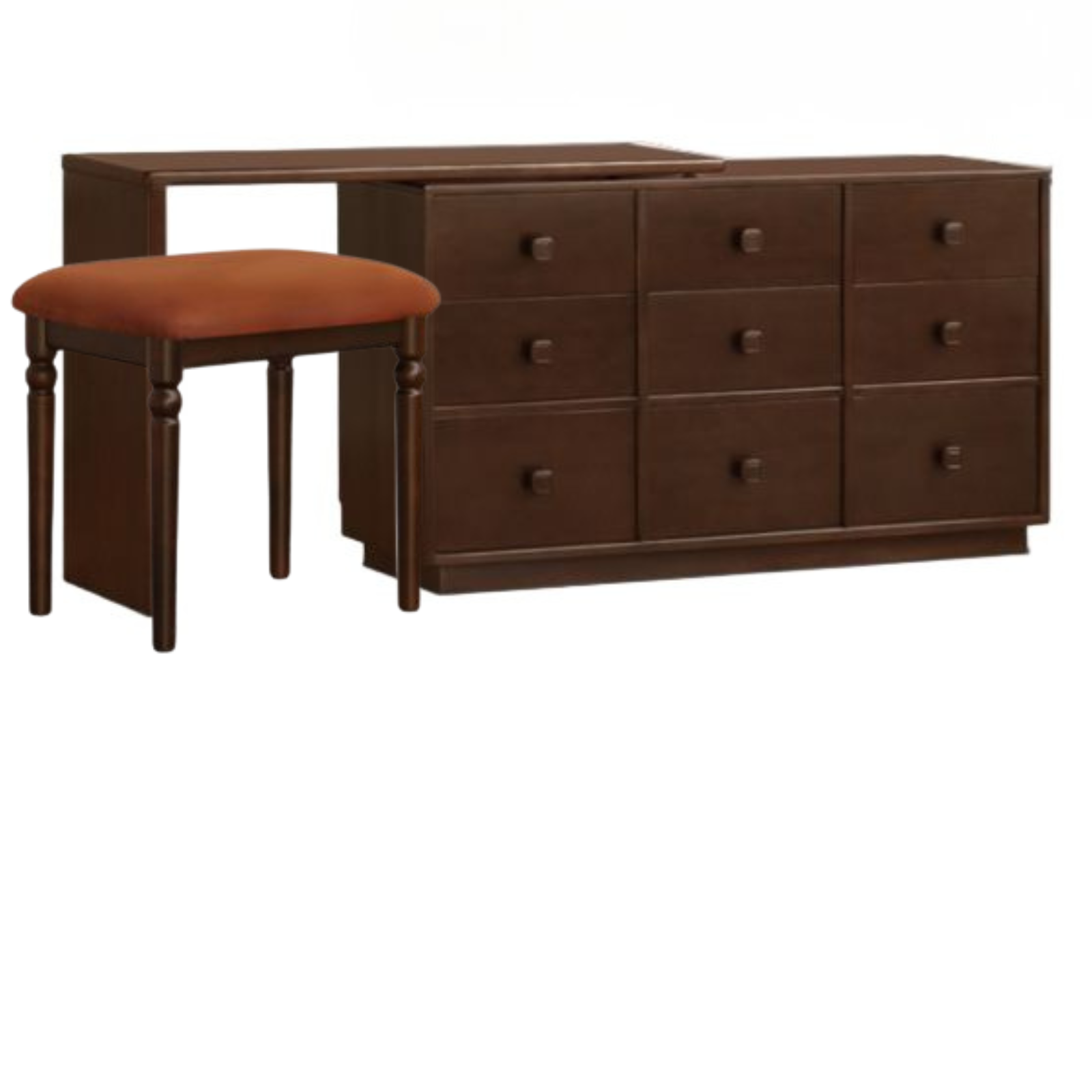 Poplar Solid Wood Retro Medieval Style Rotating Dressing Table
