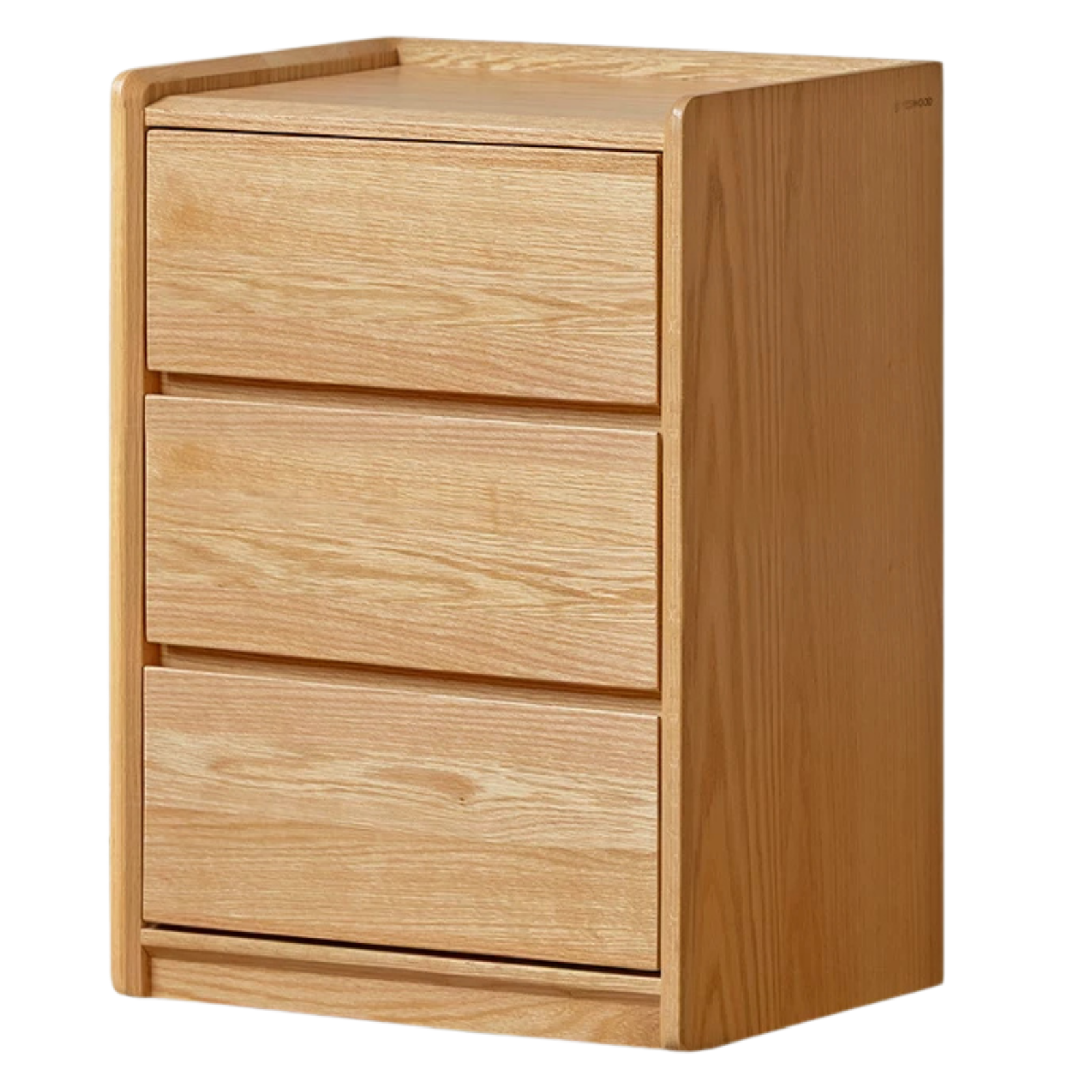 Oak Solid Wood, Solid Rubberwood Two Drawer Nightstand.