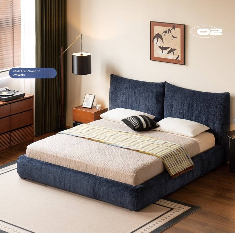 Fabric Chenille Soft Bed Italian Style