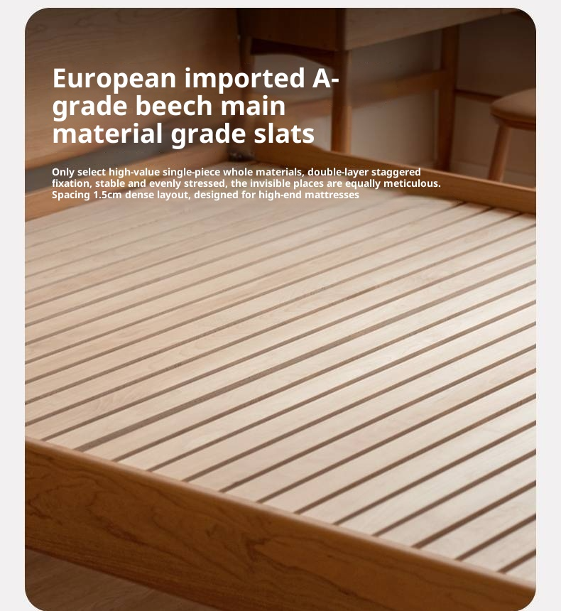 Cherry Solid Wood Bed Modern Style