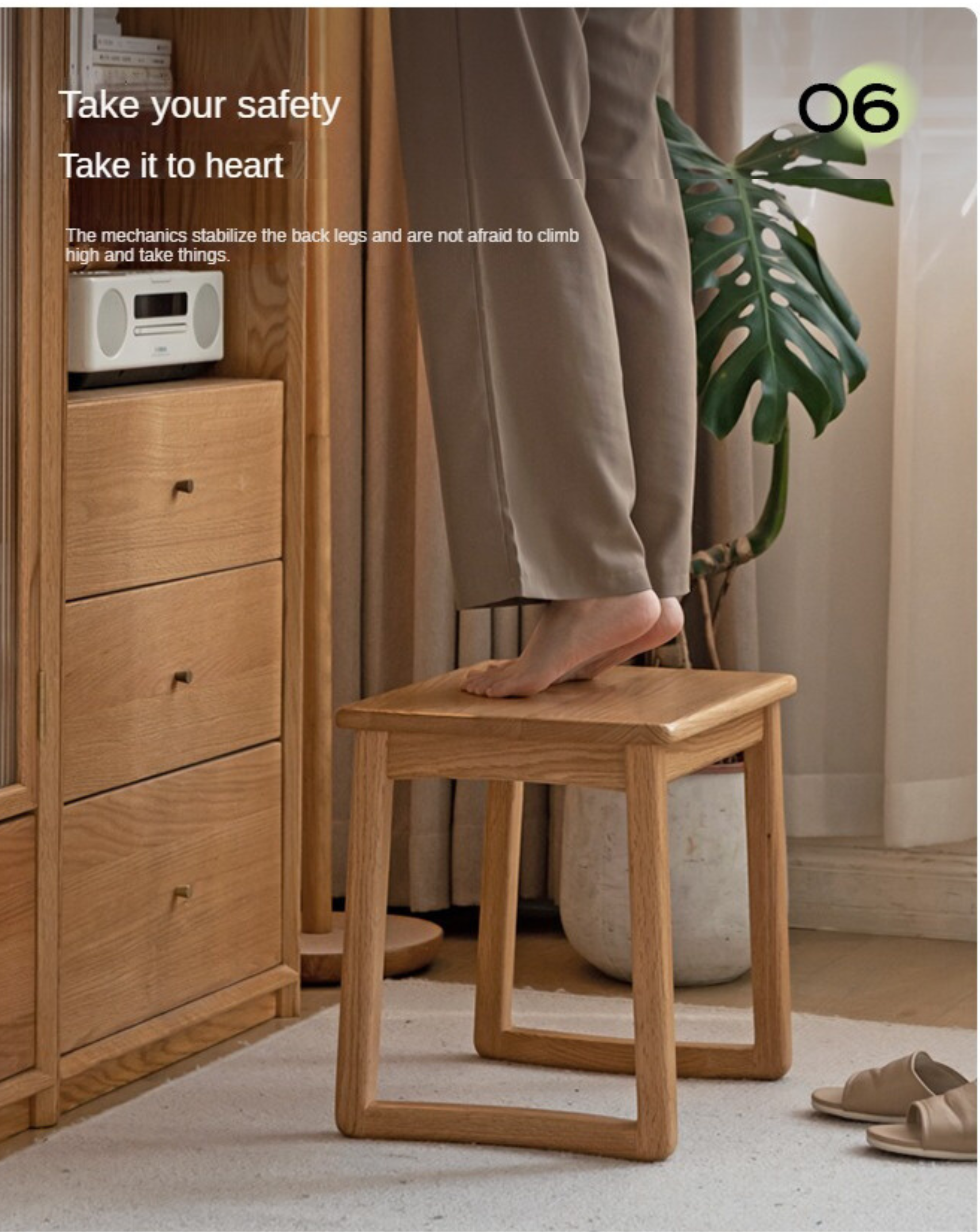 Ash, Oak Solid Wood Tea Stool