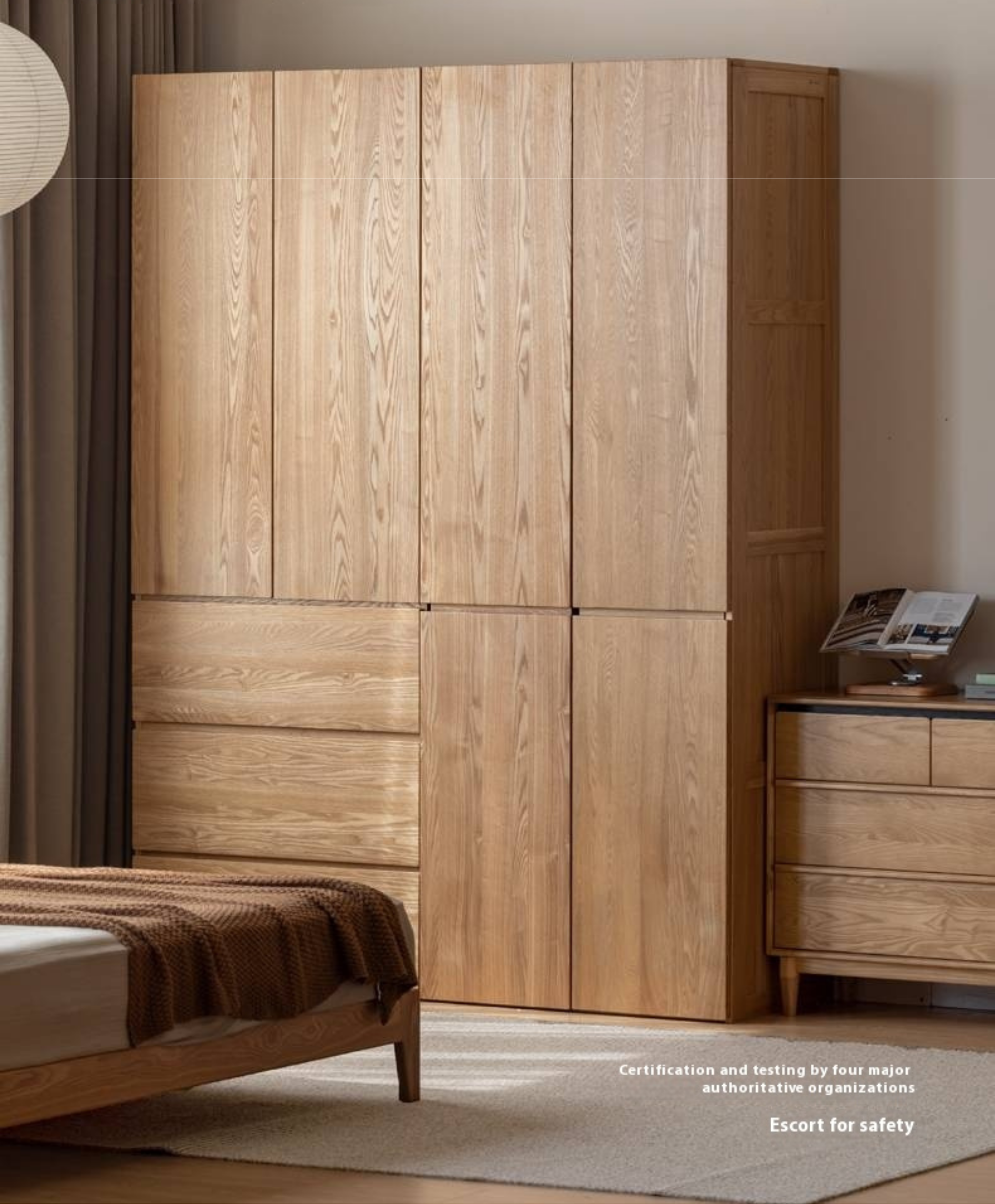 Ash Solid Wood Open Door Storage Cabinet