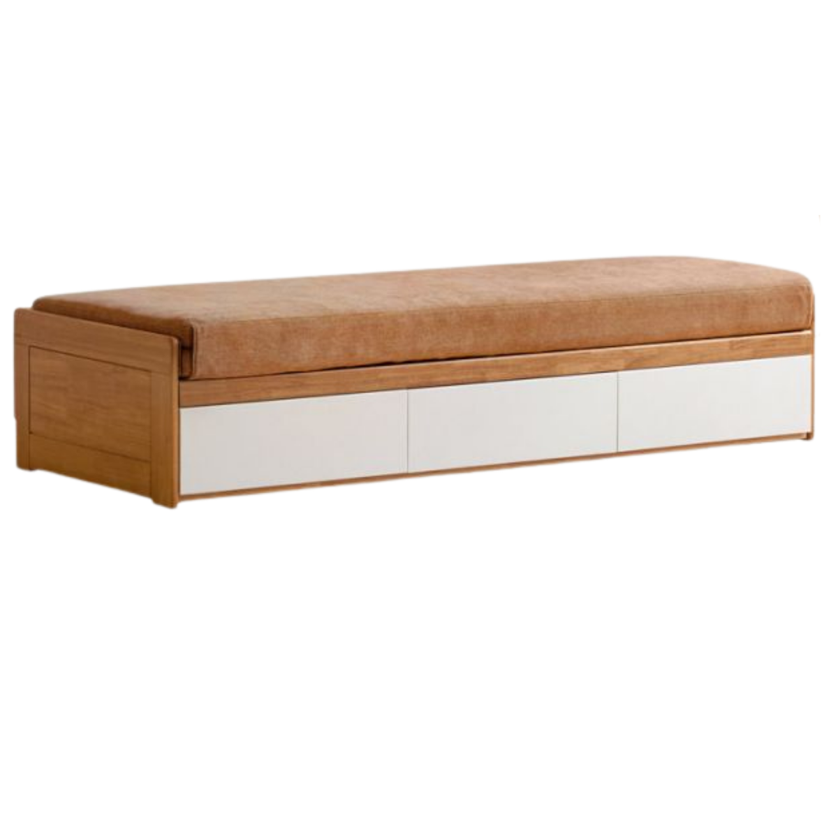 Solid RubberWood Storage Daybed with Pull-Out Drawer and Backless Design