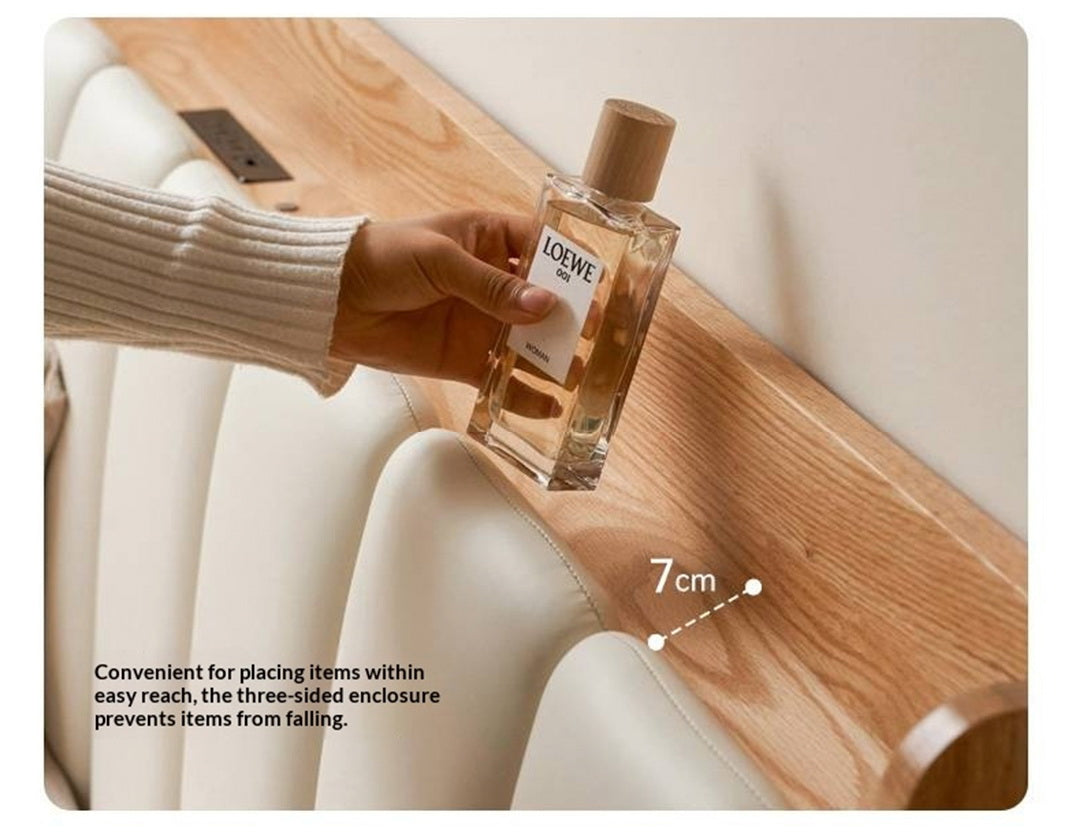 Oak Solid Wood Suspended Bed with Soft Backrest – Piano Key Design