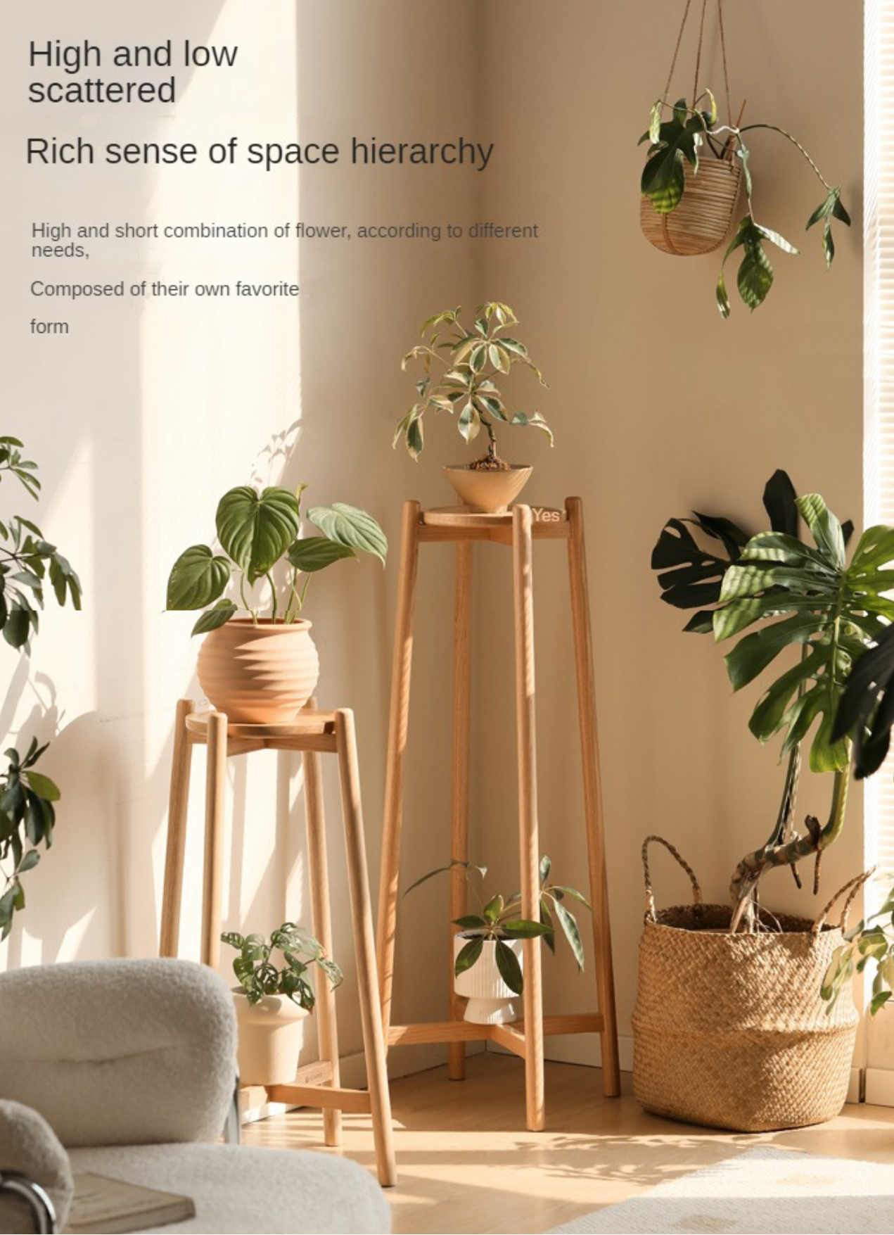 Oak Solid Wood Flower Rack Storage Rack