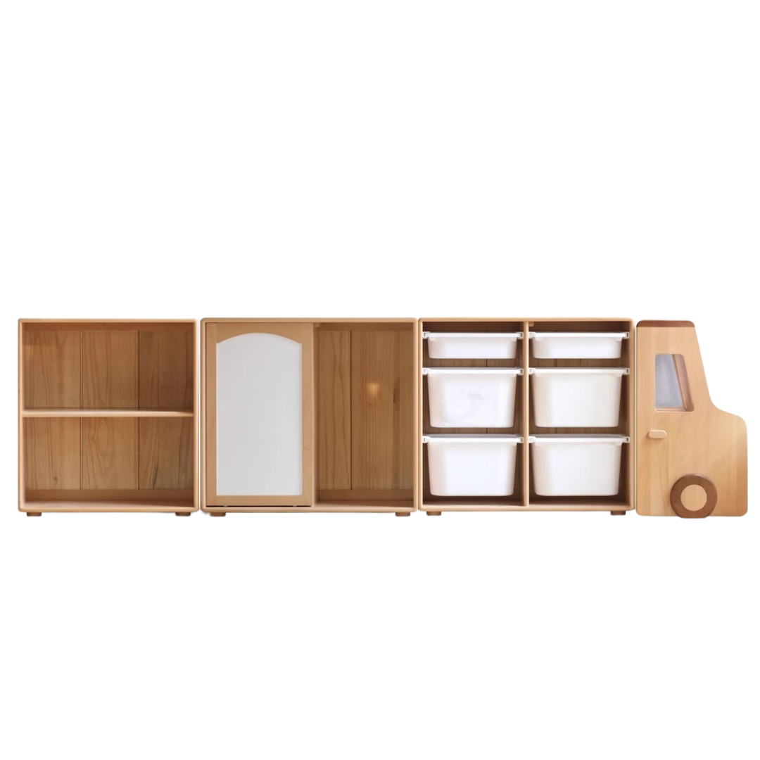 Beech solid wood Multi-functional car cabinet bookshelf storage