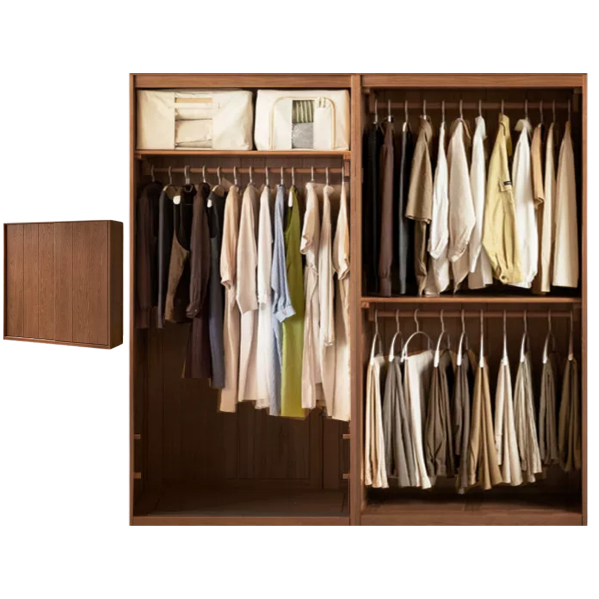 Oak Solid Wood, Solid RubberWood  Modern Style Wardrobe