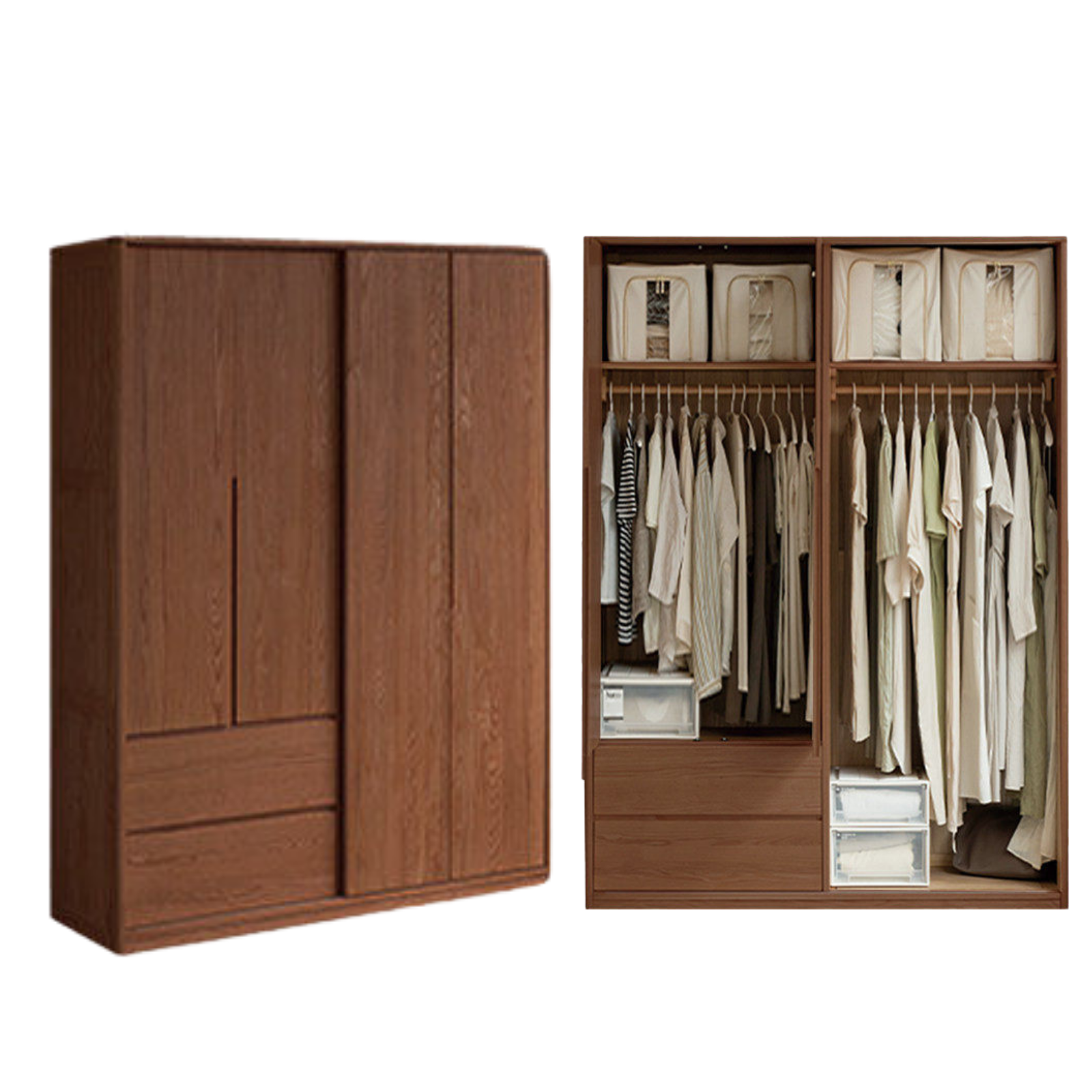 Oak Solid Wood Sliding Door Wardrobe.