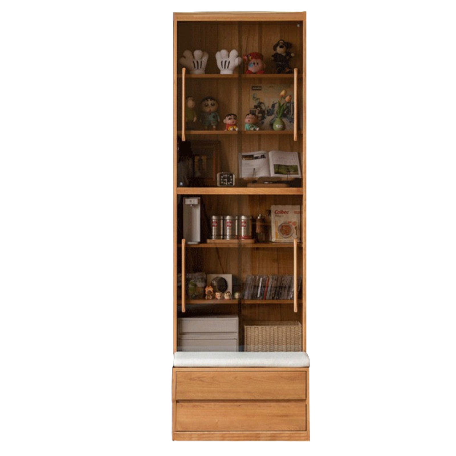 Cherry Solid Wood Bookcase Combination Glass Cabinet