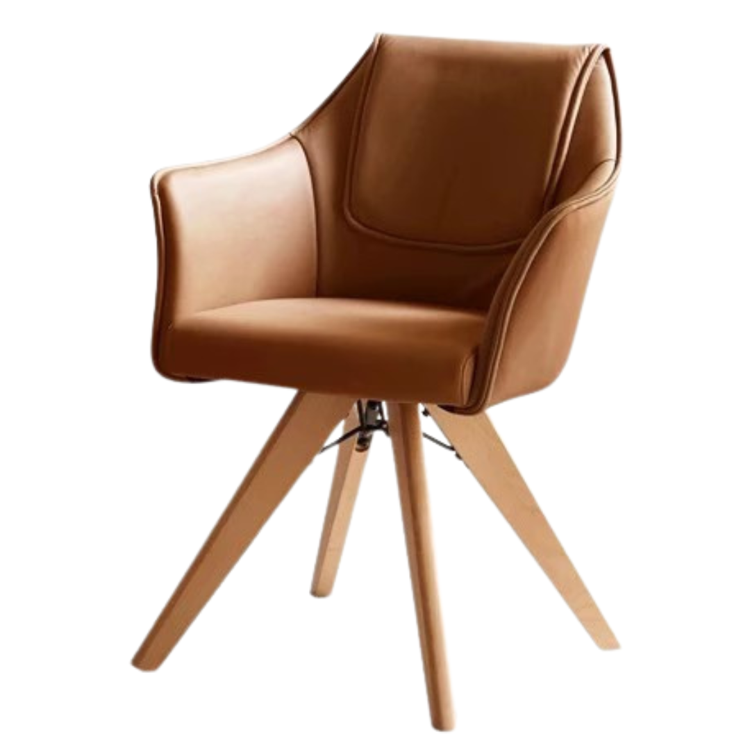 Beech solid wood Rotating Chair Organic leather