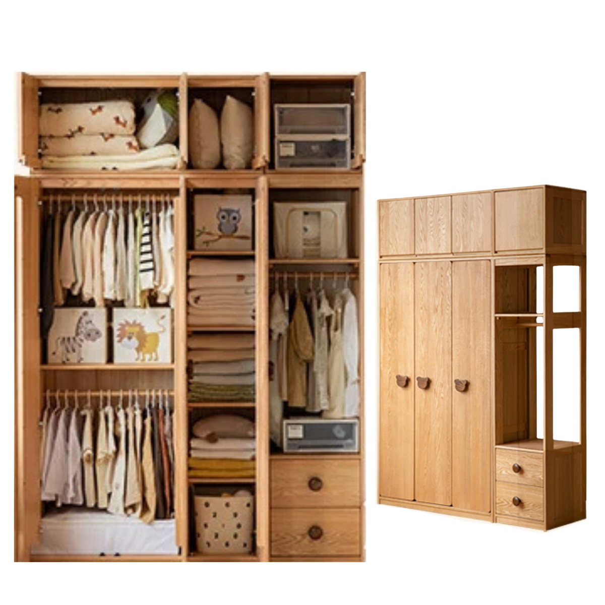 Oak Solid Wood Kids Wardrobe