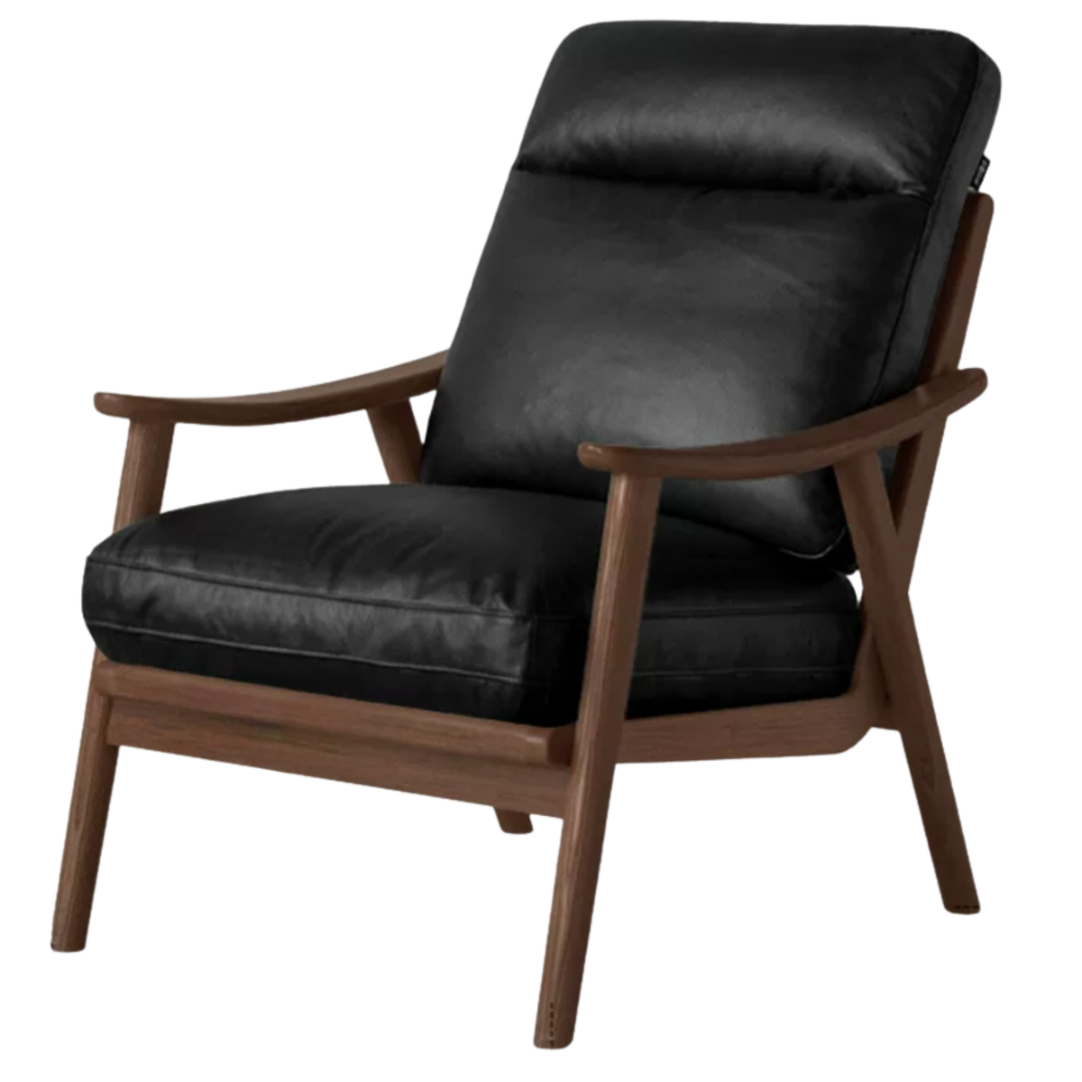 Black Walnut, Ash, Golden Pear Solid Wood Mid-Century Accent Chair with Open Arms
