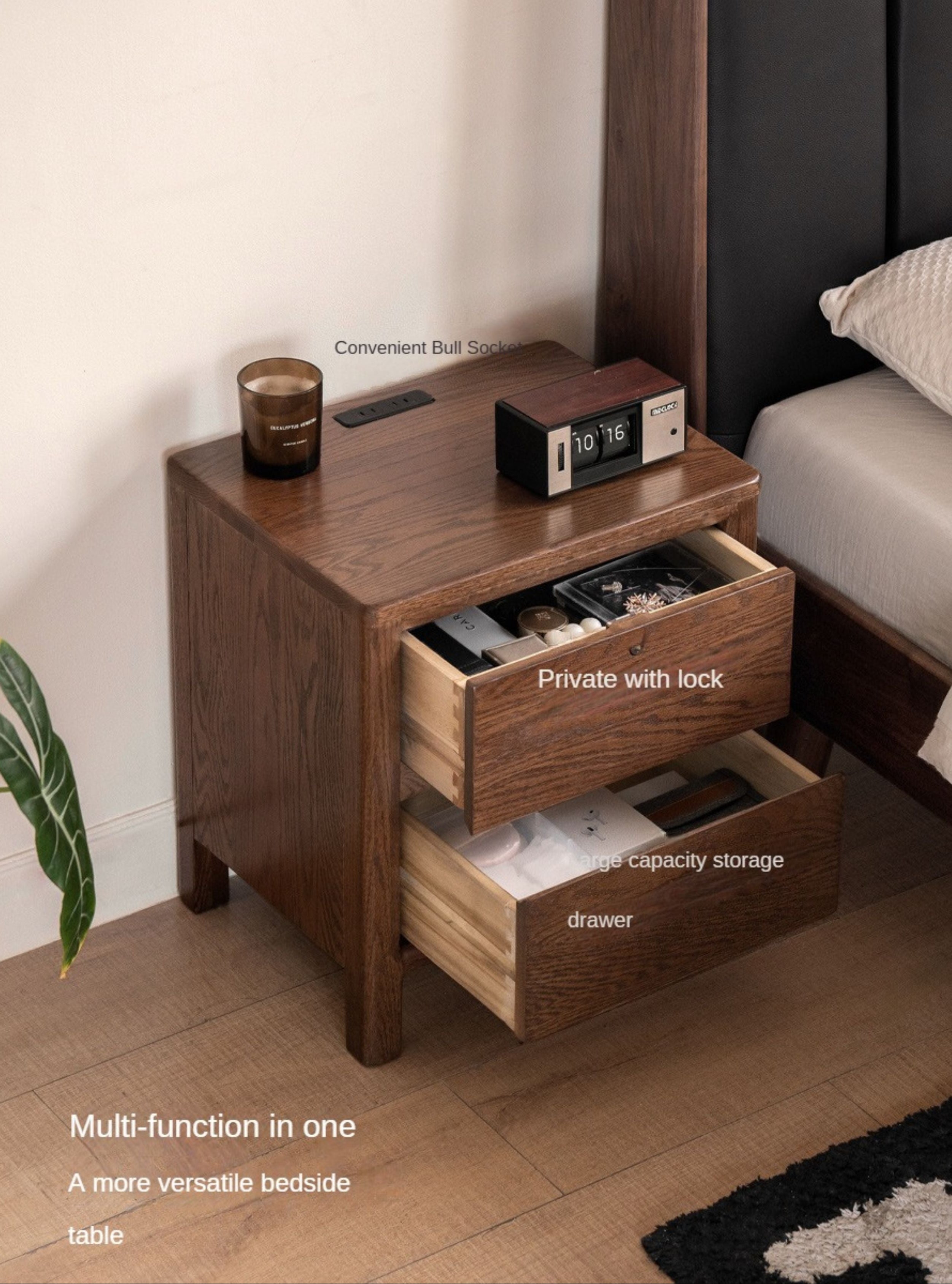 Oak Solid Wood Nordic Nightstand