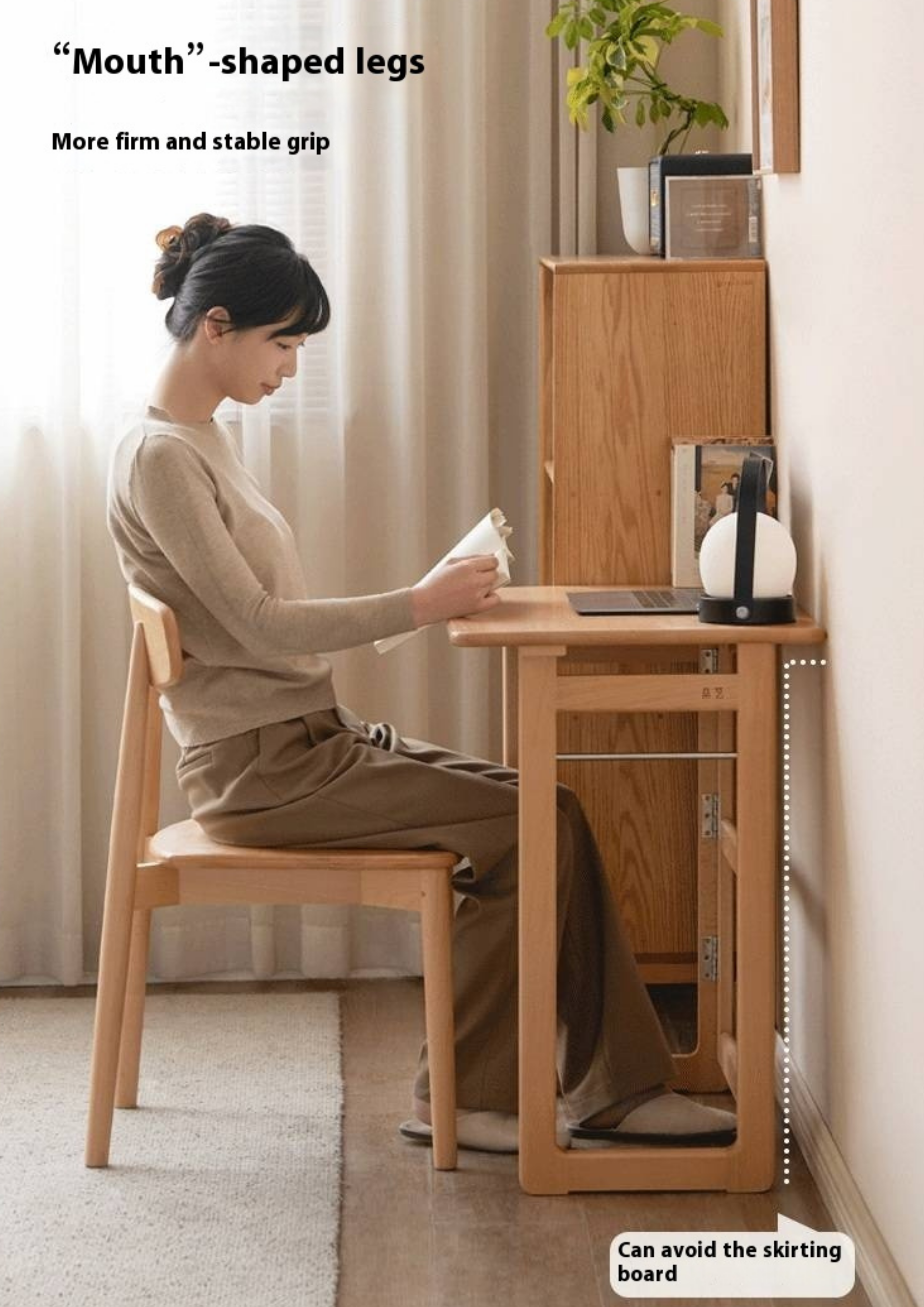 Beech Solid Wood Folding Study Table