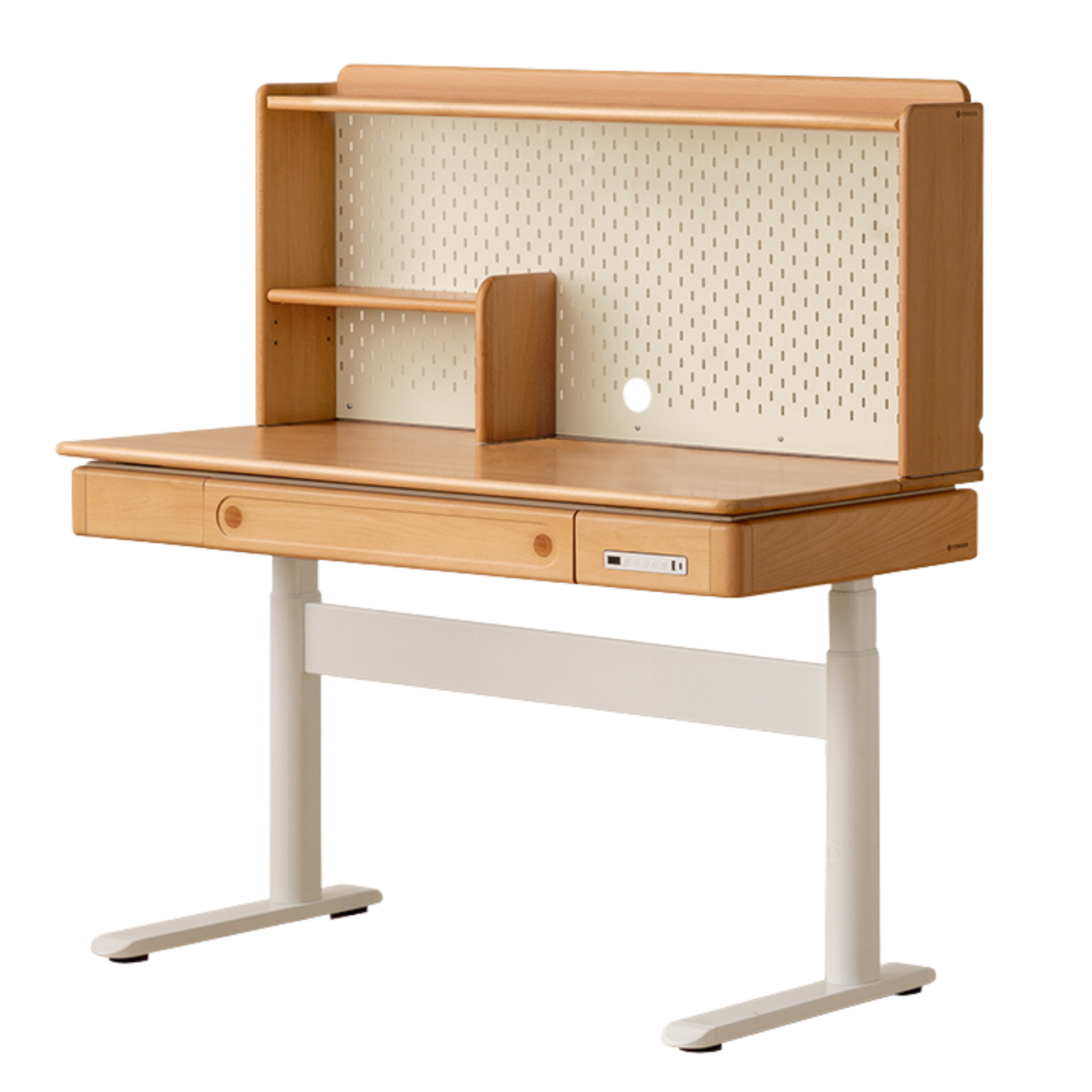 Beech Solid Wood Children's Study Desk with Electric Lift