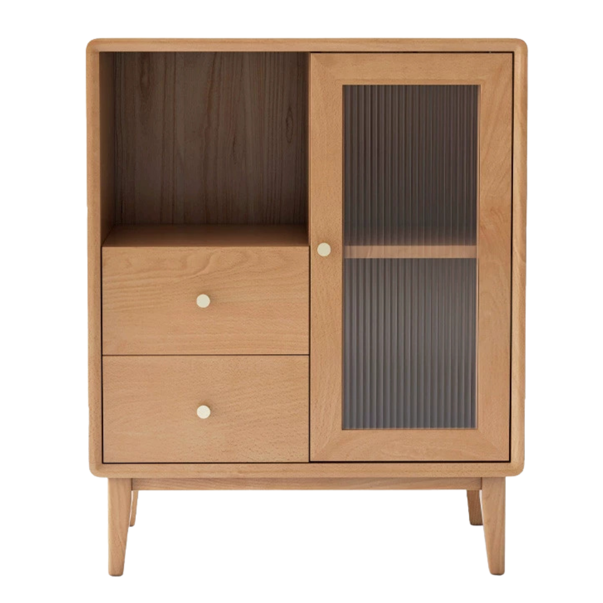 Oak, Beech Solid Wood, Solid Rubberwood Side Cabinet Nordic Style