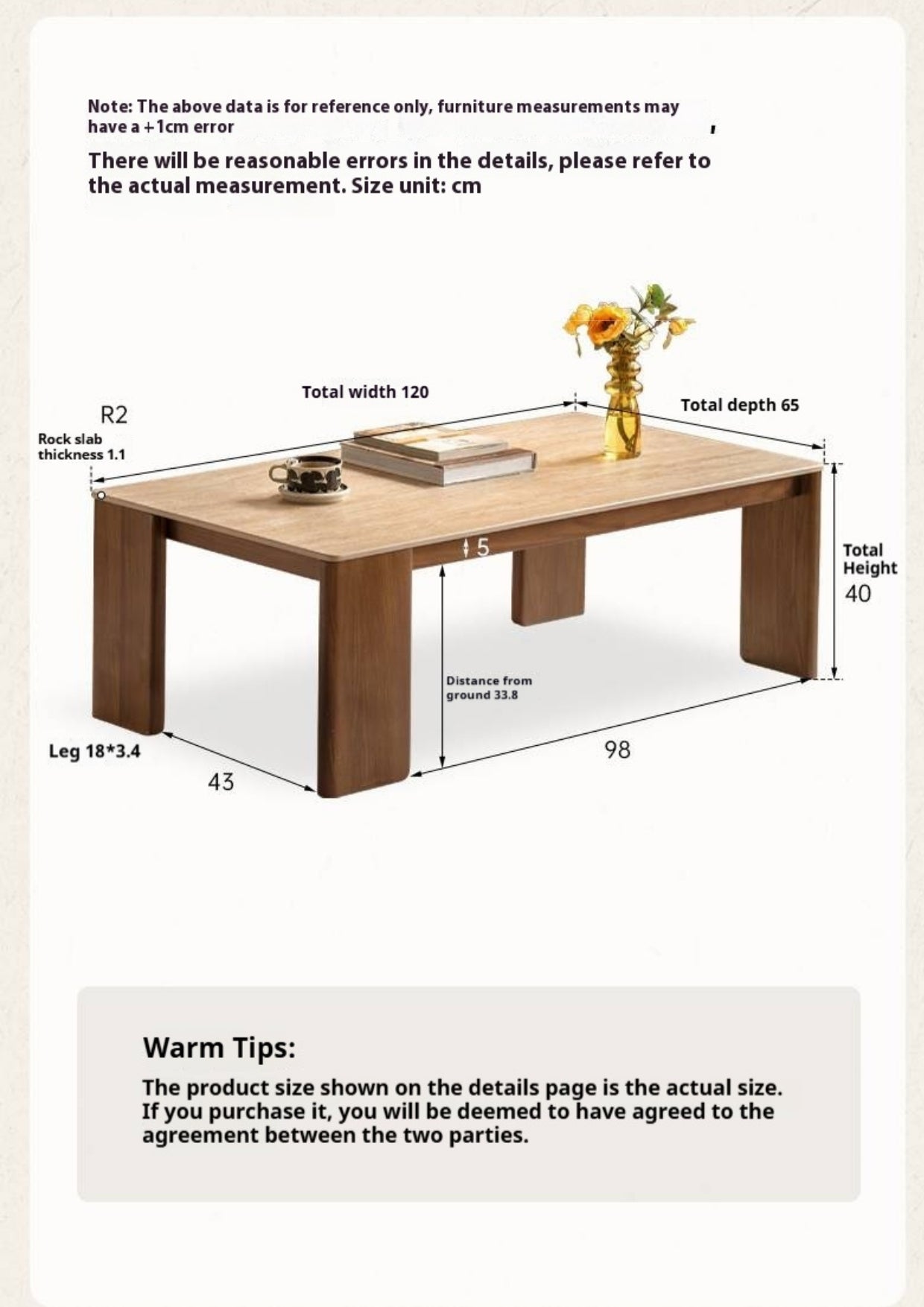 Black Walnut Solid Wood Rock Plate Tea Table