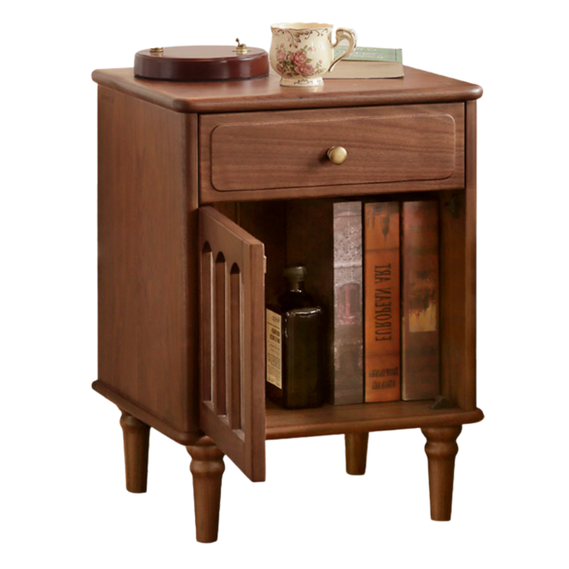 Black Walnut, Poplar Solid Wood American Retro Nightstand