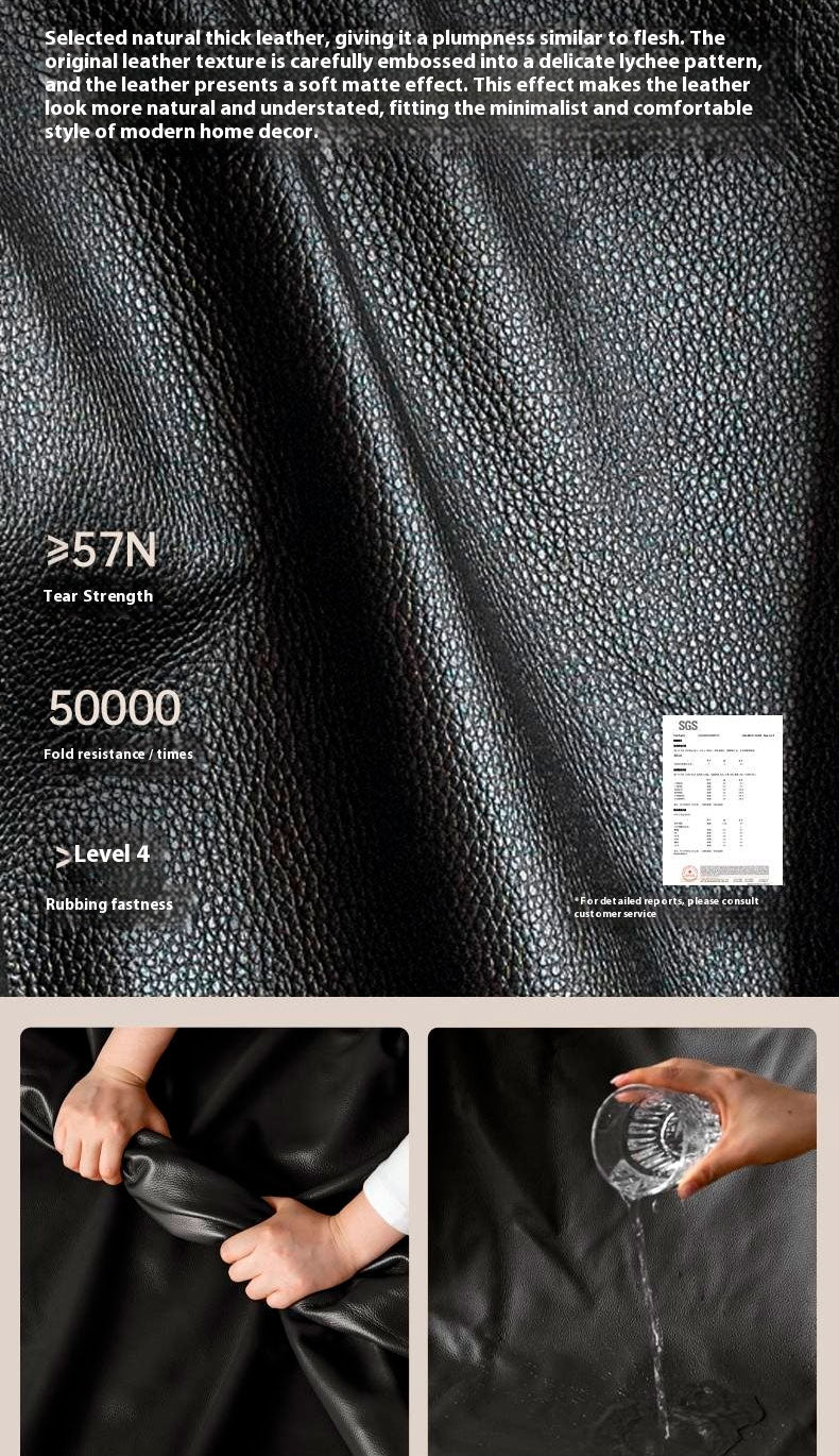 Genuine Leather Italian Light Luxury Bed