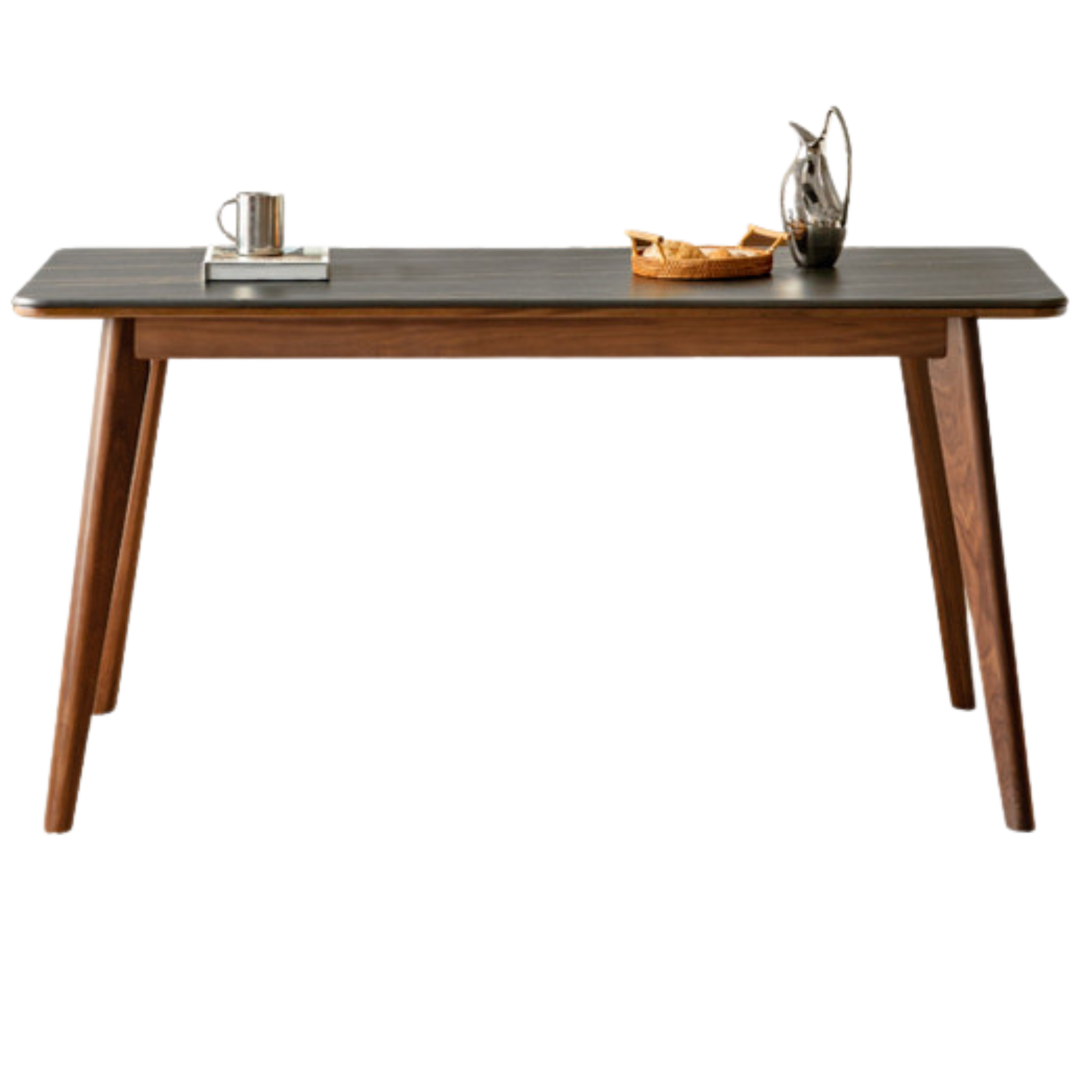 Black walnut solid wood rock plate dining table