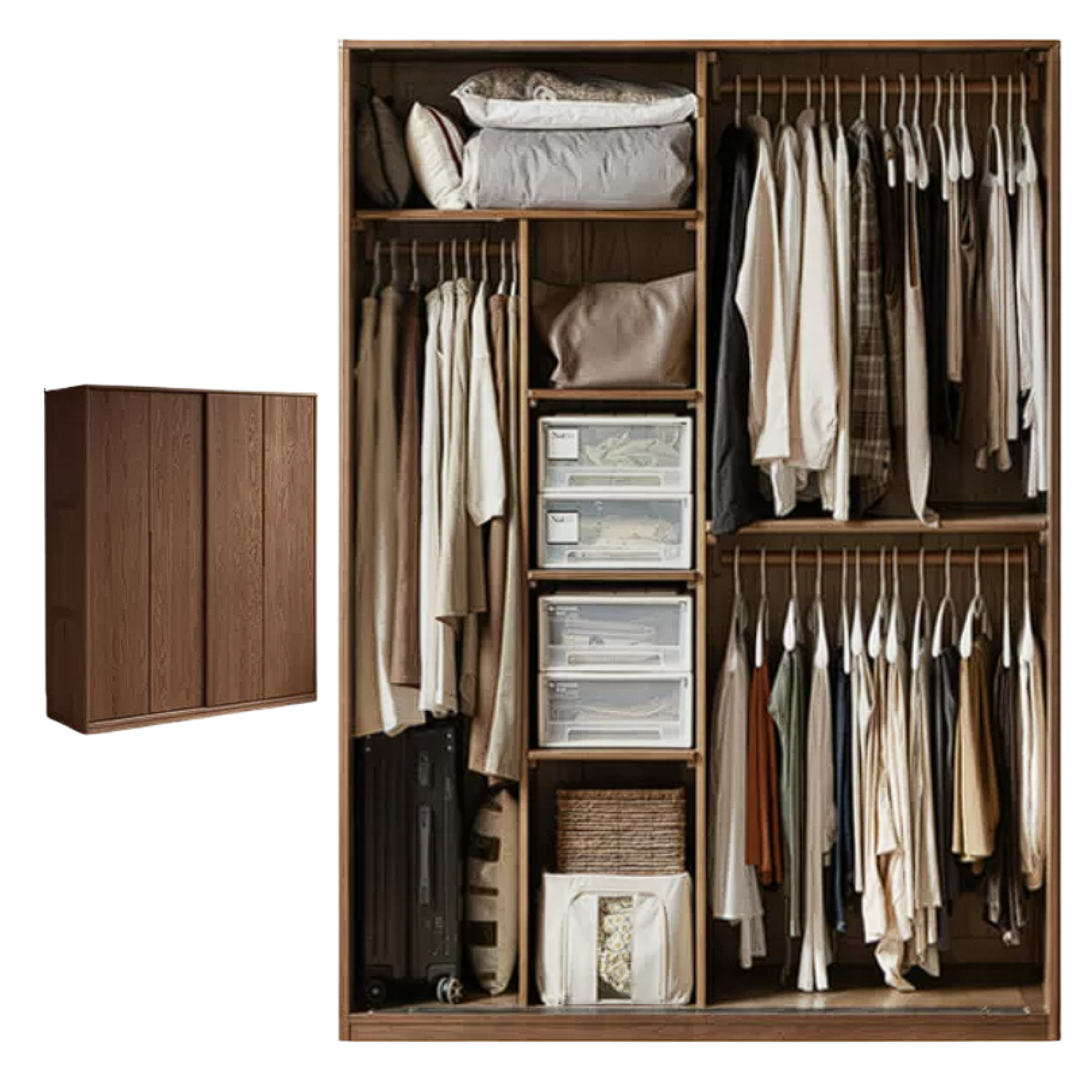 Oak Solid Wood Sliding Door Wardrobe.