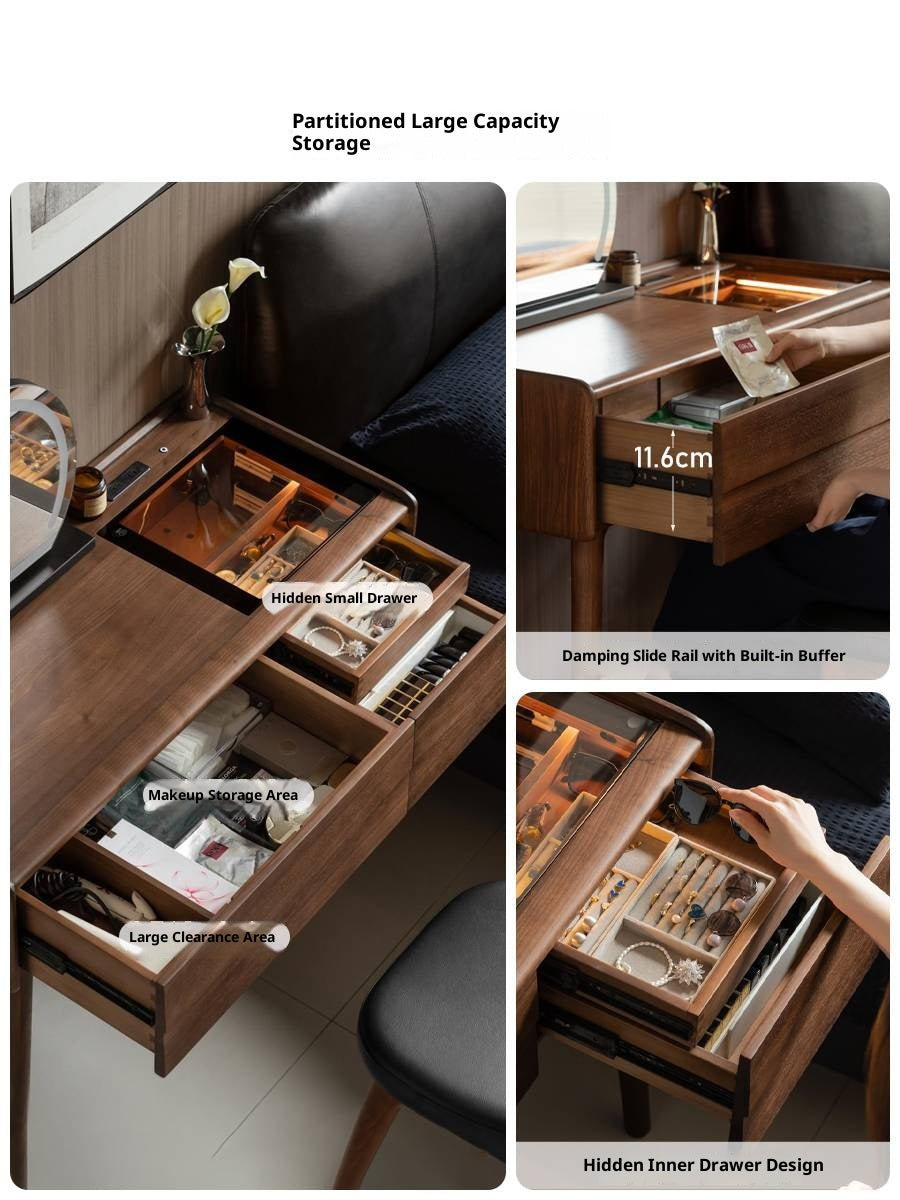 Black Walnut Solid Wood Italian Light Luxury Dressing Table