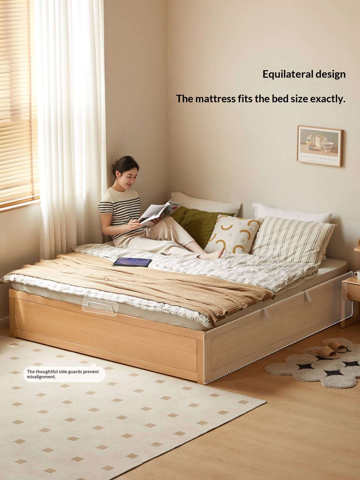 European Beech Solid Wood Platform Box Bed — Headboard-Free, Simple Design