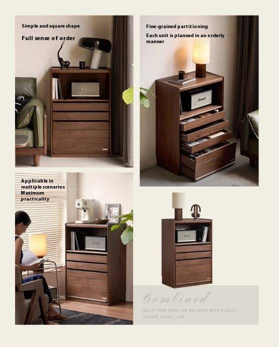 Black Walnut Solid Wood Side Cabinet