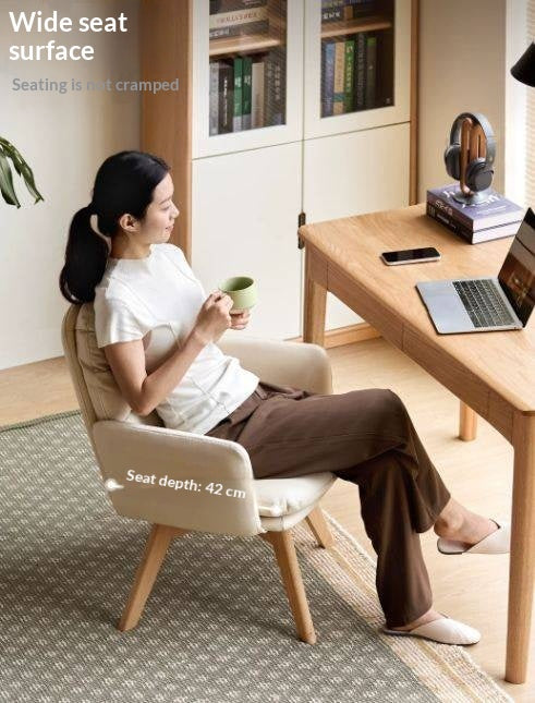 Beech Solid Wood Leather Soft Backrest Chair