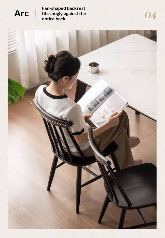 4 pcs -Solid RubberWood Windsor Dining Chair, Modern Spindle Back Chair, Scandinavian Farmhouse Style Kitchen