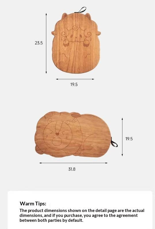 Cherry Solid Wood Pet-Shaped Cutting Board and Baby Food Plate