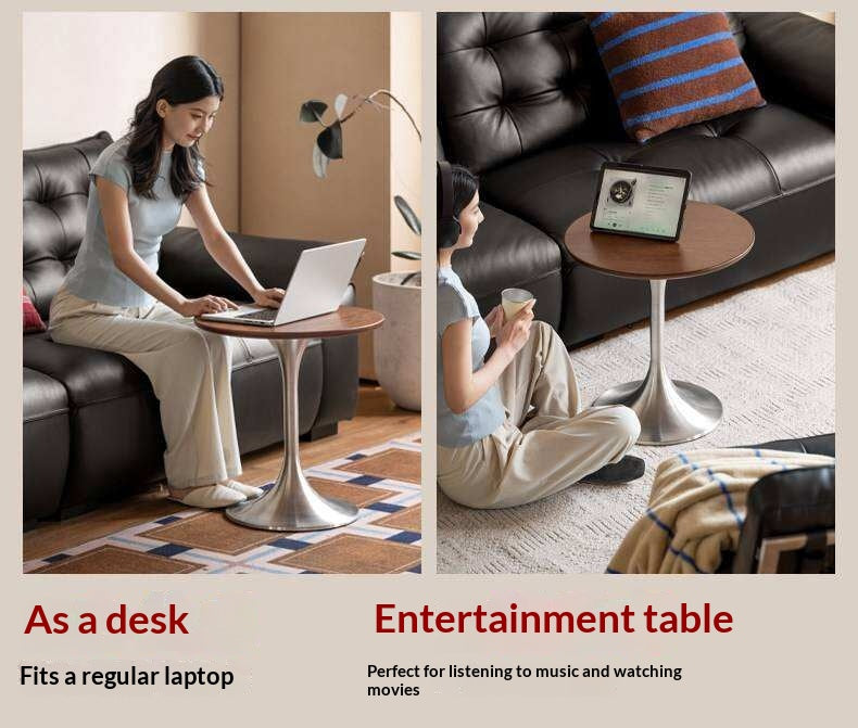 Ash Solid Wood Round Side Table, Bauhaus Style