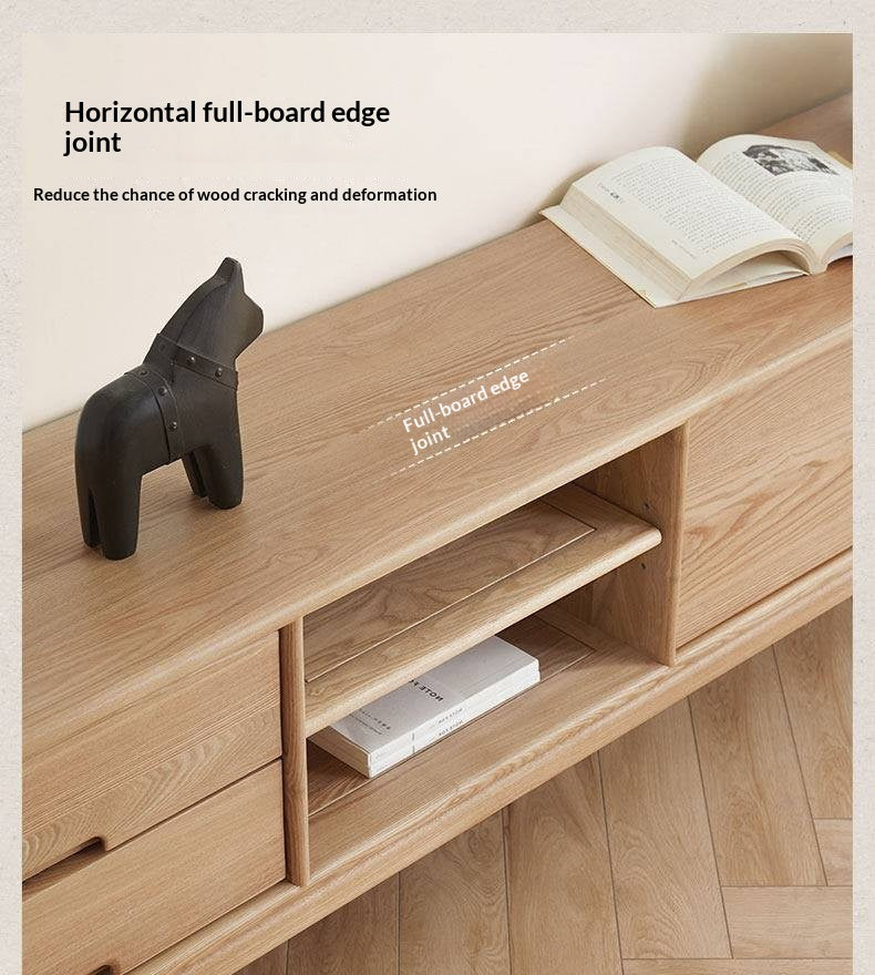 Ash Solid Wood Simple Floor TV Cabinet.