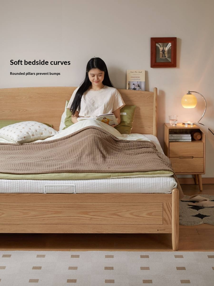 Oak Solid Wood Box Bed, Modern Minimalist