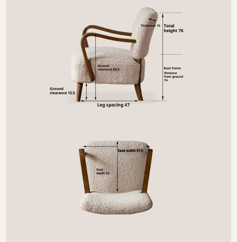 Ash Solid Wood French Retro Teddy Armchair