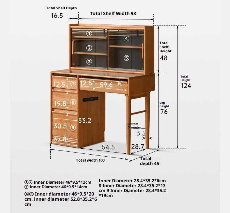 Cherry Solid Wood Retro Skeleton Line Makeup Table