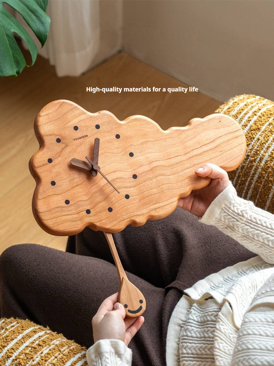 Cherry Solid Wood Nordic Style Eco Friendly Wall Clock