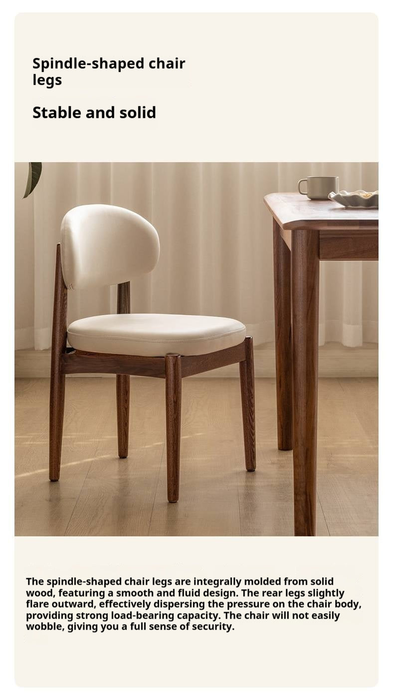 Black Walnut, Ash Solid Wood Modern White Soft Makeup Chair