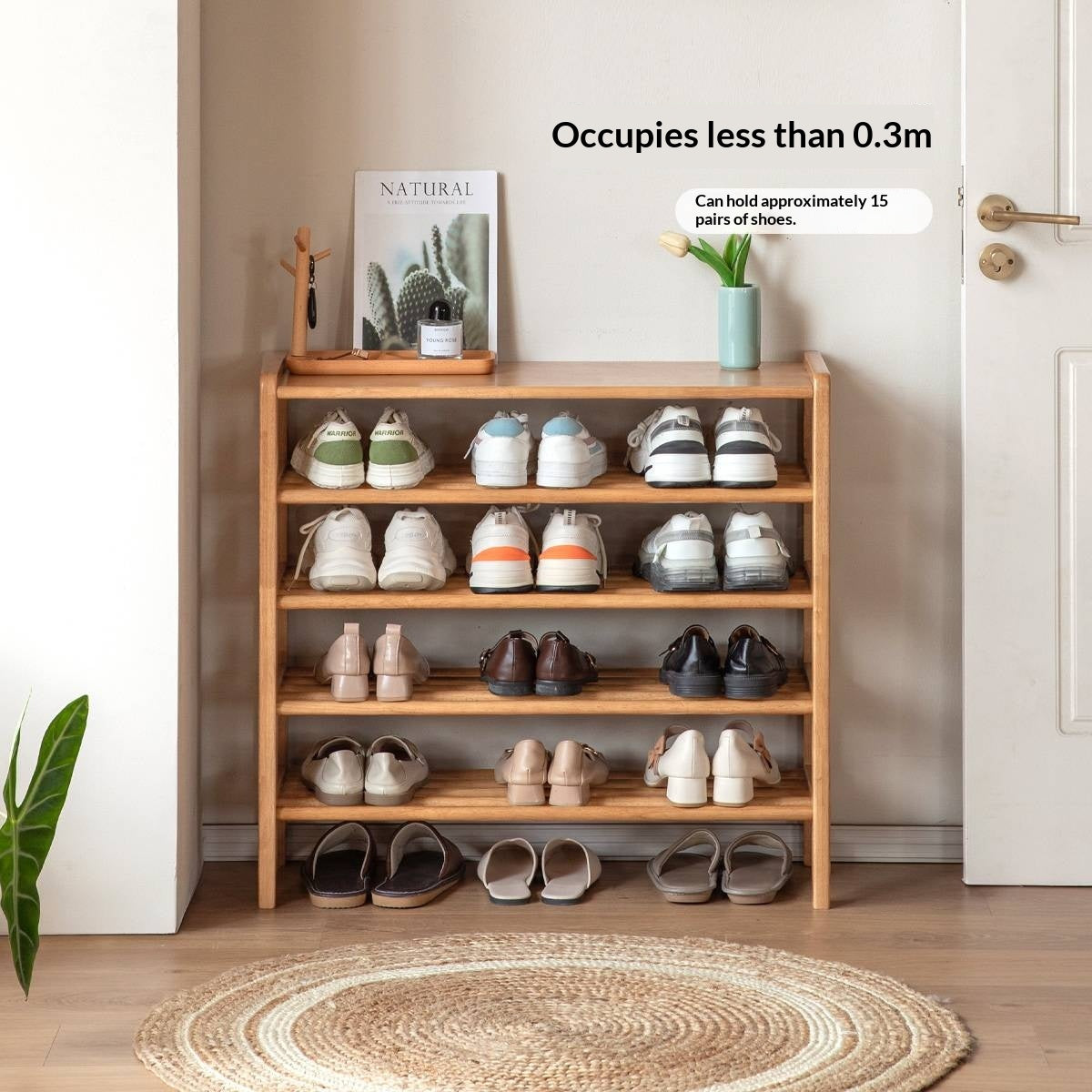 Solid RubberWood Multi-Tiered Shoe Rack For Shoes, Clothes And Hats