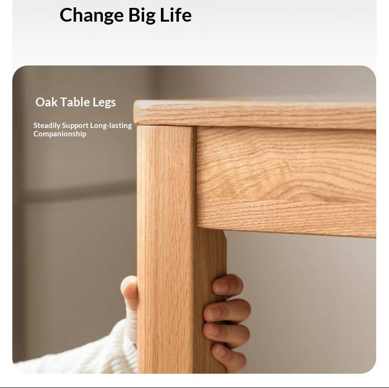Oak Solid Wood Modern Minimalist Extendable Dining Table
