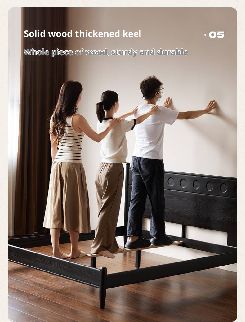 Ash Solid Wood Bed Vintage Style