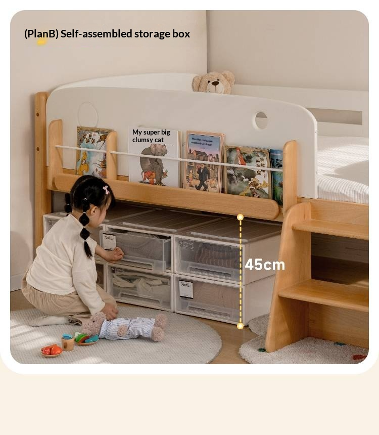 Beech Solid Wood Children's Multifunctional Storage Loft Bed