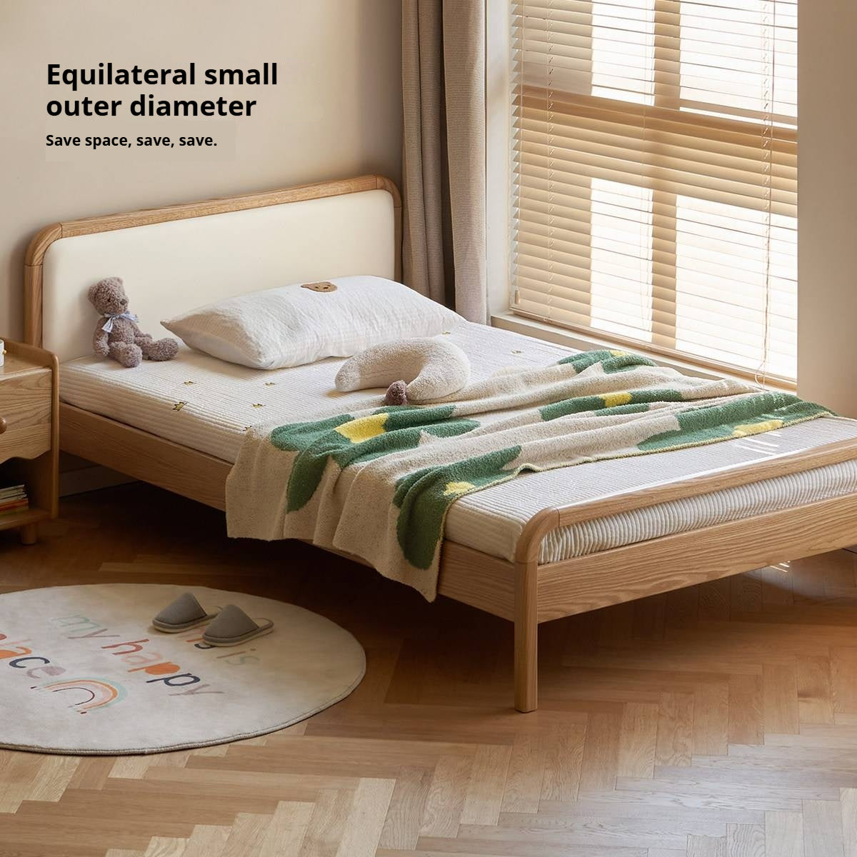 Oak, Beech Solid Wood Children's Princess Bed — Upholstered Genuine, Organic Leather Bed