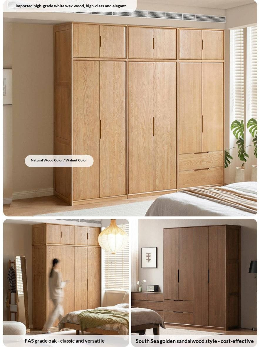 Black Walnut, Sandalwood Solid Wood Large Wardrobe