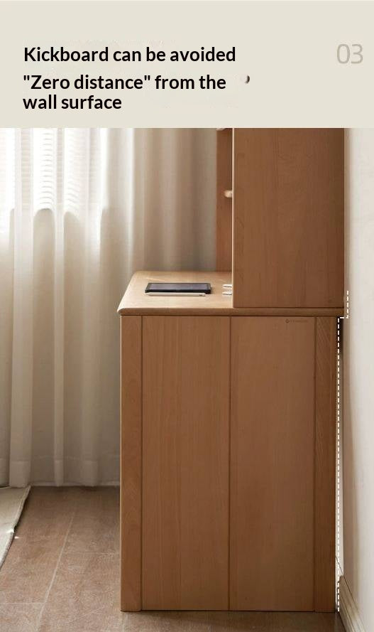 Beech Solid Wood Desk Bookshelf Integrated Study