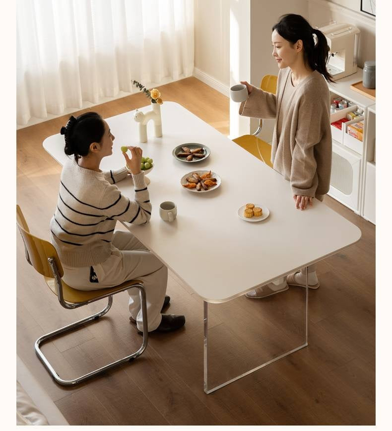 Solid Rubberwood Suspended Dining Table With Slate Top
