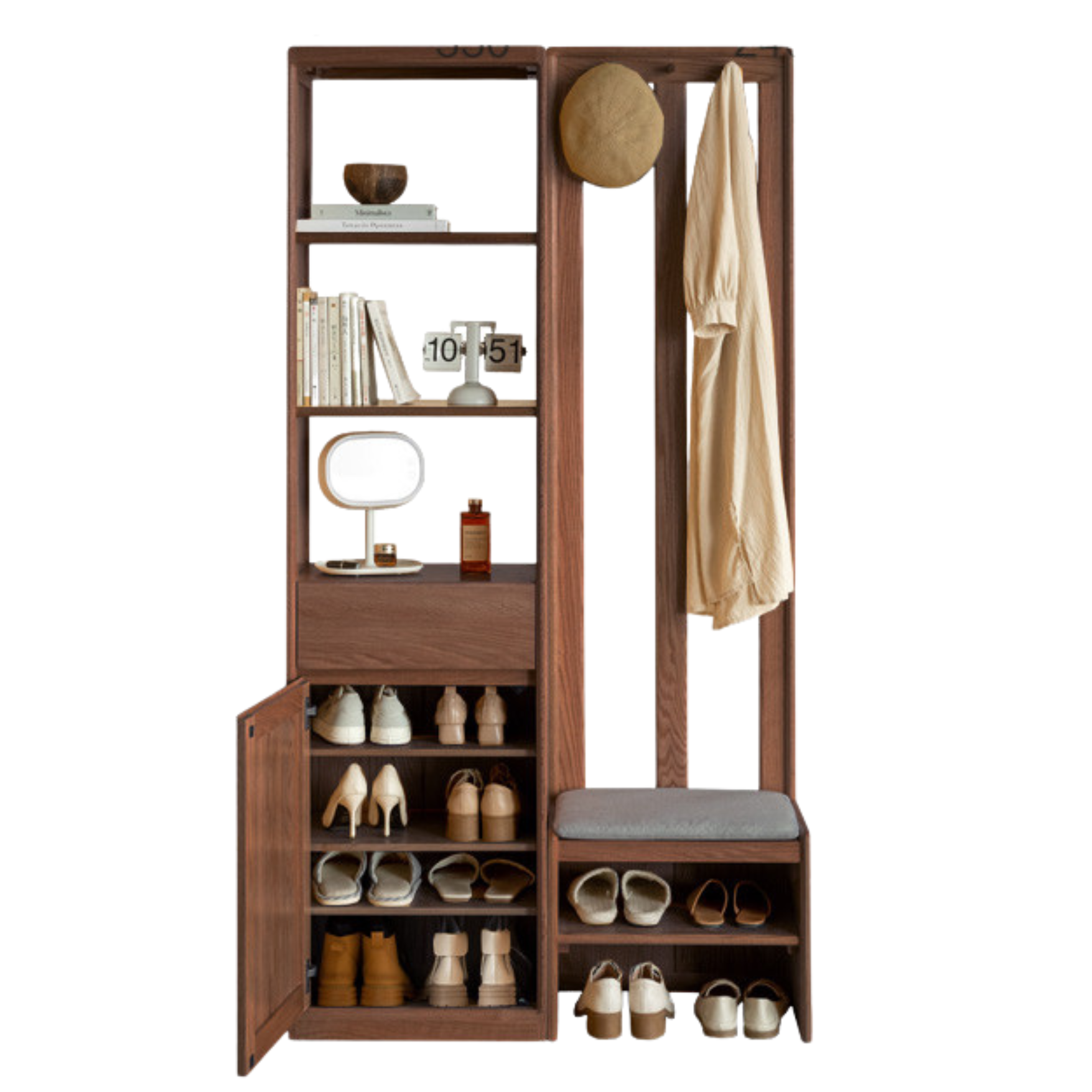 Oak solid wood Clothes hangers racks, Shoe Cabinets