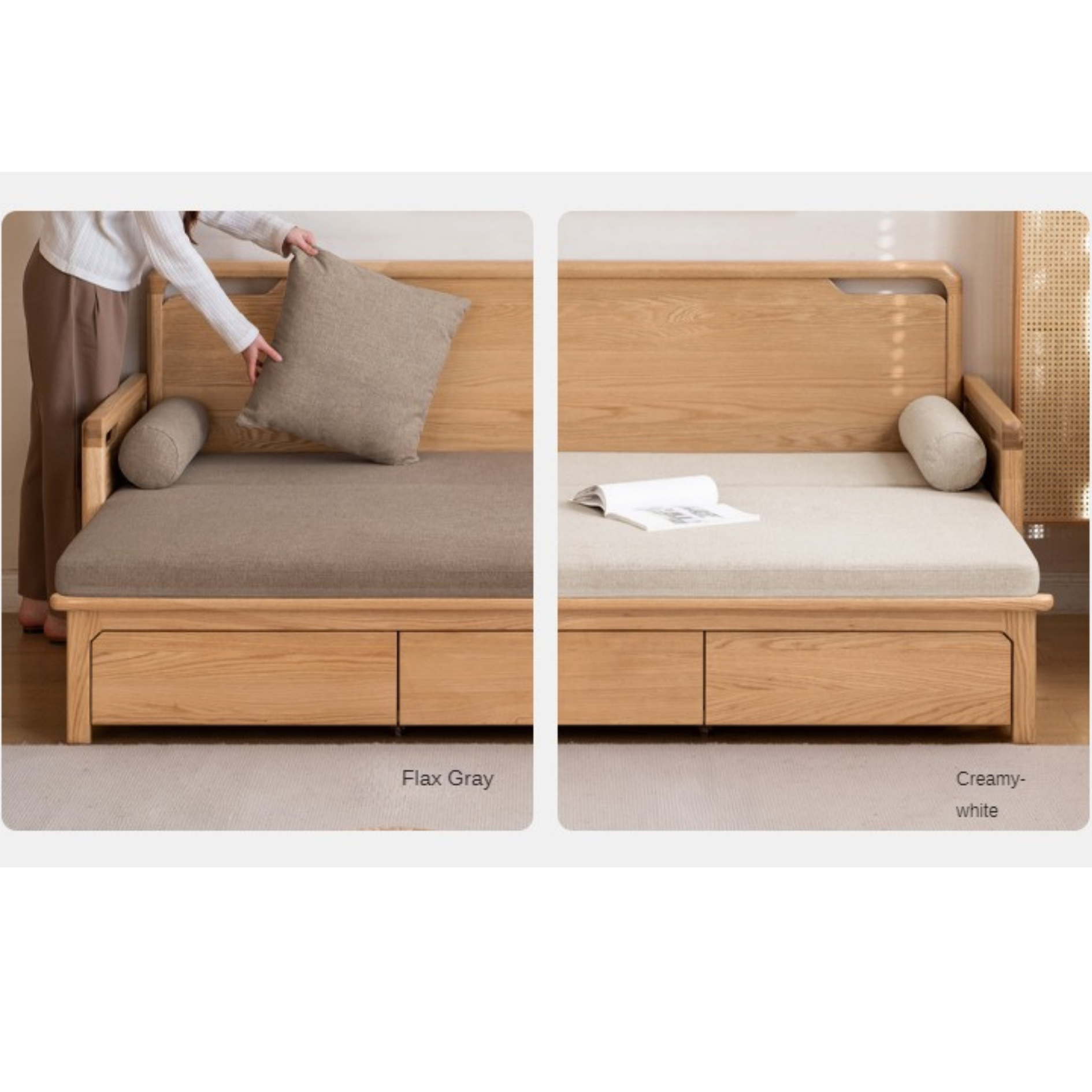 Oak Foldable Sofa Bed New Multifunctional Storage: