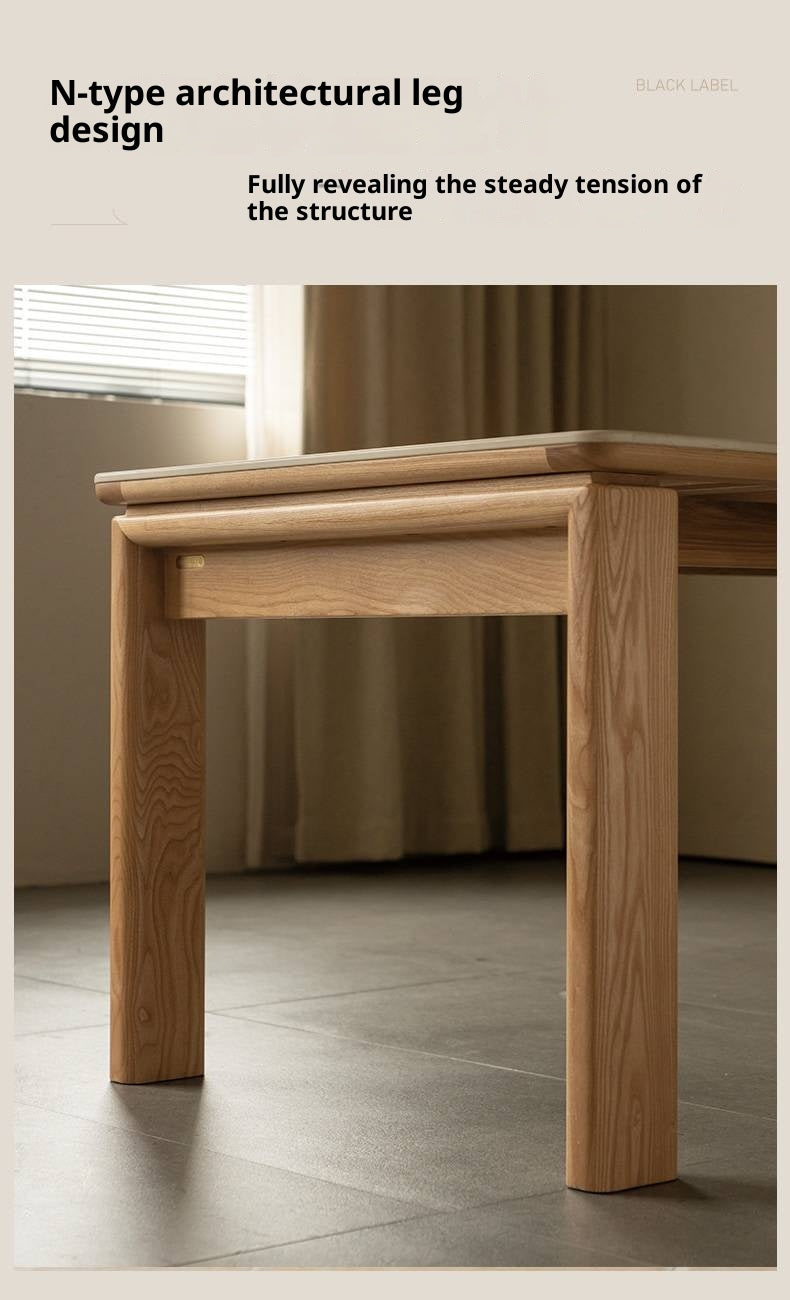 White Ash Solid Wood Restaurant Slab Dining Table