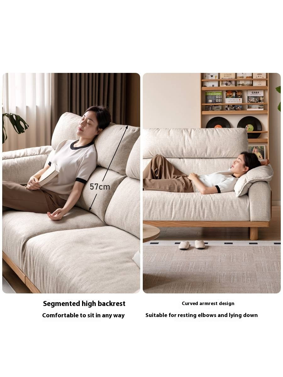 Oak Solid Wood Fabric imitation cotton and linen Sofa